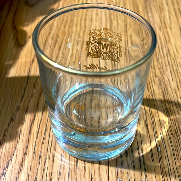 Two Vintage Canadian Club Gold Label 2oz Measuring Shot Glasses & CD Red Bag - Picture 6 of 7